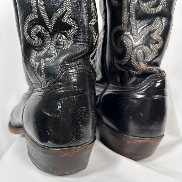 Justin 1408 Black Leather Western Cowboy Boots — Men’s 10.5 D - Picture 5 of 10